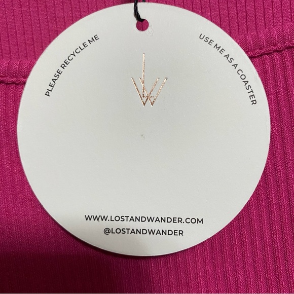 Lost and Wander Crop Ribbed Hot Pink Top M - Picture 6 of 7
